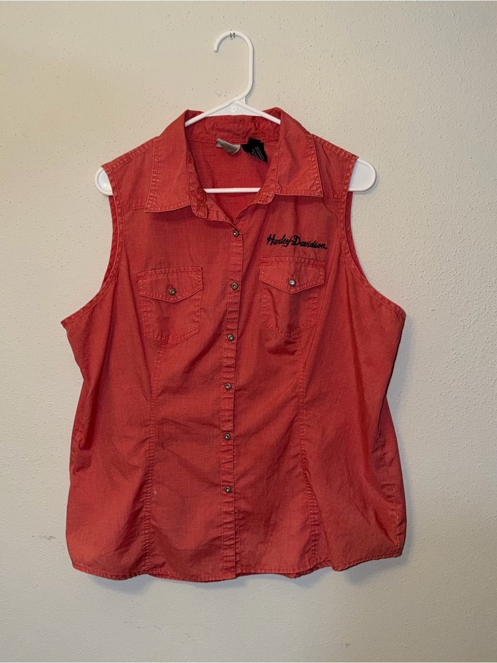 Harley-Davidson Sleeveless Button Front Western Shirt